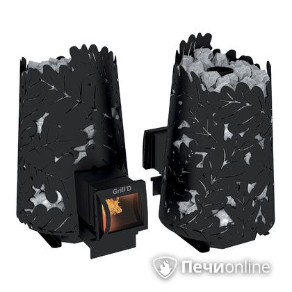 Дровяная печь-каменка GrillD Dubravo 180 long black в Магадане