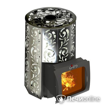 Дровяная печь-каменка GrillD Violet window short Max Жадеит 80 в Магадане