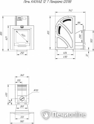 Дровяная банная печь Теплодар Каскад-12 Т Панорама (2018) в Магадане